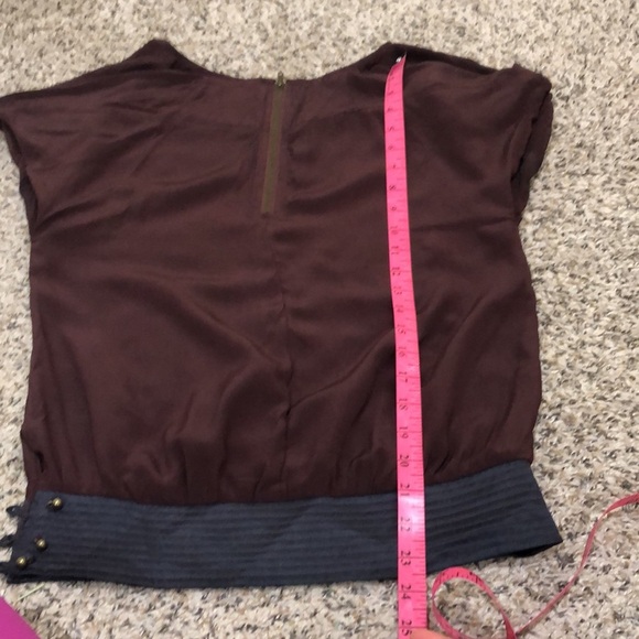 Anthropologie Line & Dot Blouse Size Small Maroon Red Silk - Picture 11 of 11